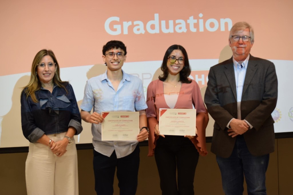 Luis and his co-founder receiving NSF I-Corps customer discovery certificates